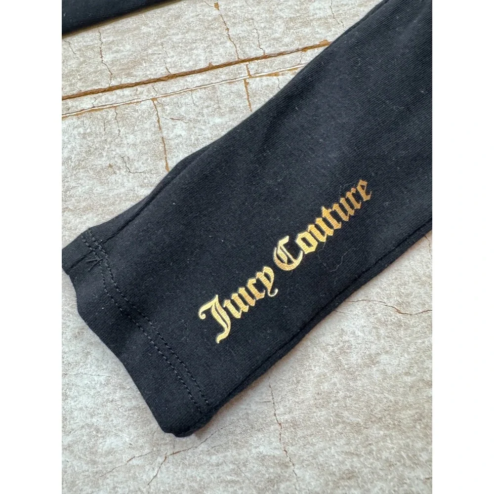 Juicy Couture Girls Leggings 3T Black Gold Logo Stretch Knit Pants NWOT